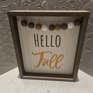 Hello Fall Wood Sign 8" x 7" Thanksgiving